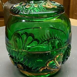 Emerald Green Decorative Glass Jar